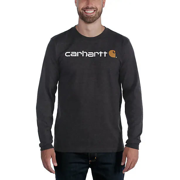 Carhartt 104107 Relaxed Fit Heavyweight Long-Sleeve Logo Graphic T-Shirt Carbon Heather