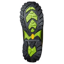 Image of bottom of black and hi-vis neon green winter safety boots