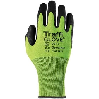 Green and black work safety gloves