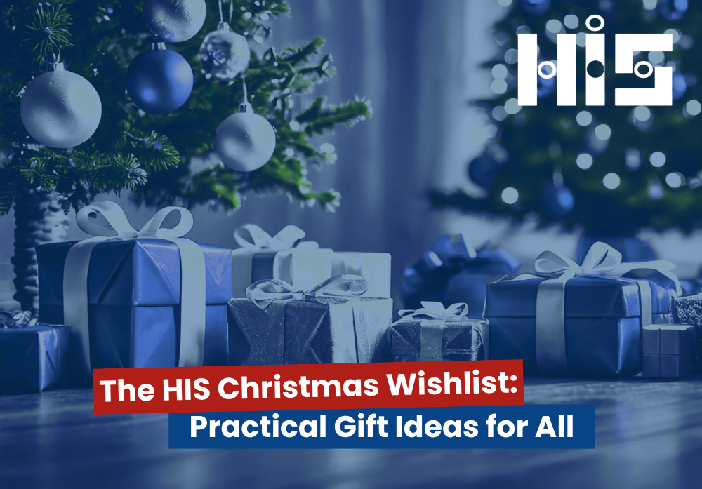 INDOOR SETTING, PRESENTS SITTING UNDER A CHRISTMAS TREE. BLOG TITLE AND H.I.S LOGO PLACED ON TOP OF THE IMAGE