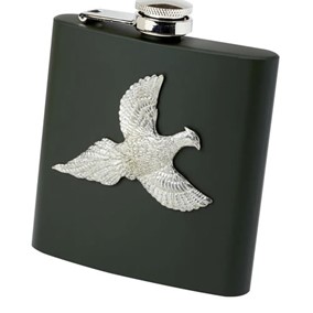 black Bisley Metal Hip flask with bird motif