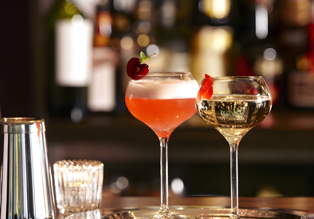 Glassware from La Rochere in a bar setting.